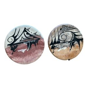 Native American Navajo signed small pottery round decorative wall hangings